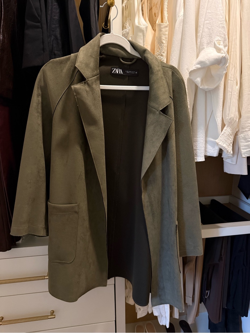 Zara Olive Open-Front Blazer Jacket